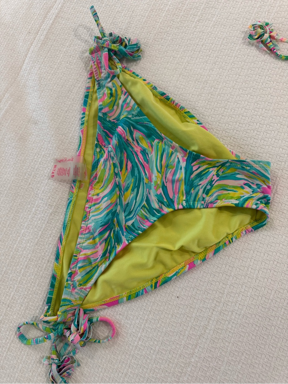 Lilly Pulitzer Teal Multi Tie-Side Swim Bottom